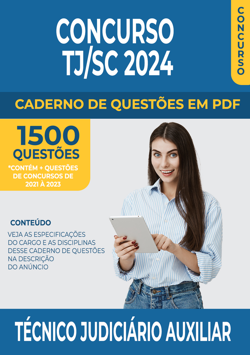 Apostila de Questões para Concurso do TJ/SC 2024 para Técnico Judiciário Auxiliar - Mais de 1.500 Questões Gabaritadas | loja123shop