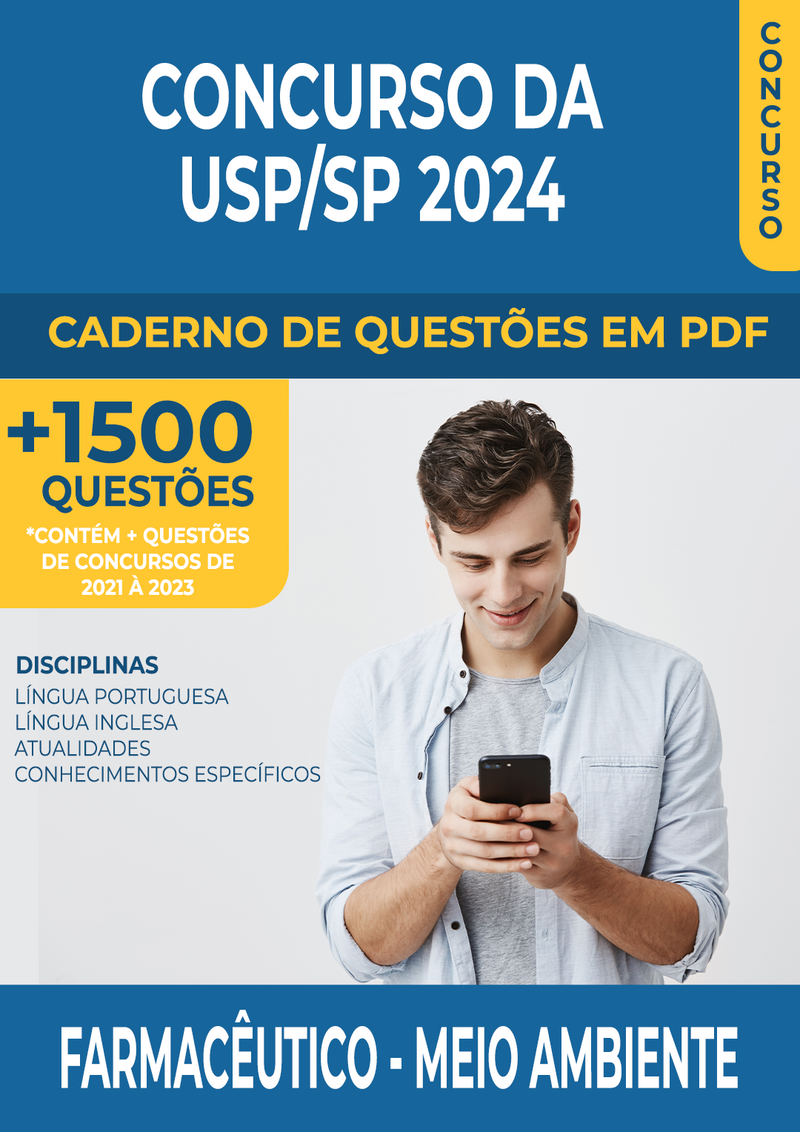 Apostila de Questões para Concurso da USP/SP 2024 para Farmacêutico - Meio Ambiente - Mais de 1.500 Questões Gabaritadas | loja123shop