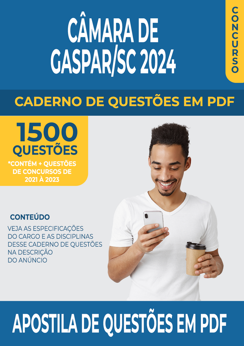Apostila de Questões para Concurso da Câmara de Gaspar/SC 2024 para Diversos Cargos - Mais de 1.500 Questões | loja123shop