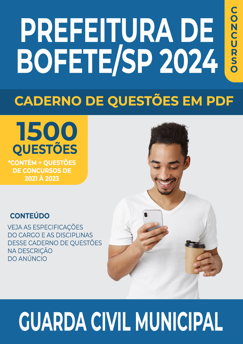 Apostila de Questões para Concurso da Prefeitura de Bofete/SP 2024 para Guarda Civil Municipal - Mais de 1.500 Questões | loja123shop