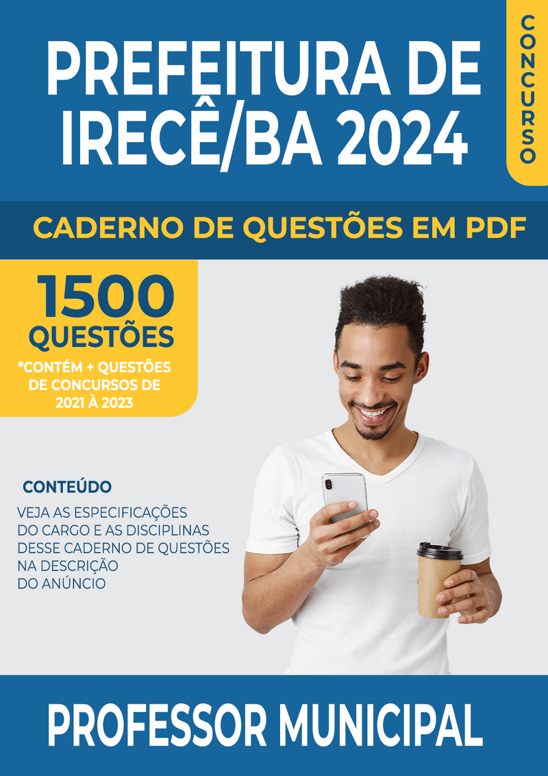 Apostila de Questões para Concurso da Prefeitura de Irecê/BA 2024 para Professor Municipal - Mais de 1.500 Questões | loja123shop