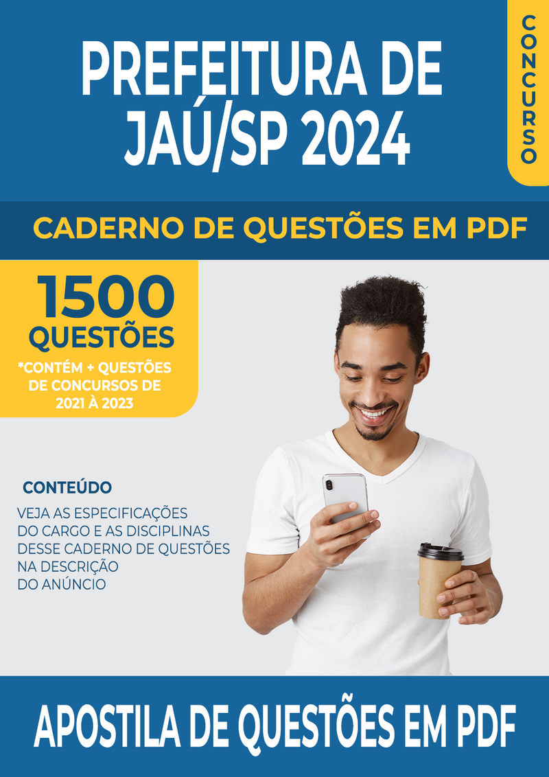 Apostila de Questões para Concurso da Prefeitura de Jaú/SP 2024 para Diversos Cargos - Mais de 1.500 Questões Gabaritadas | loja123shop