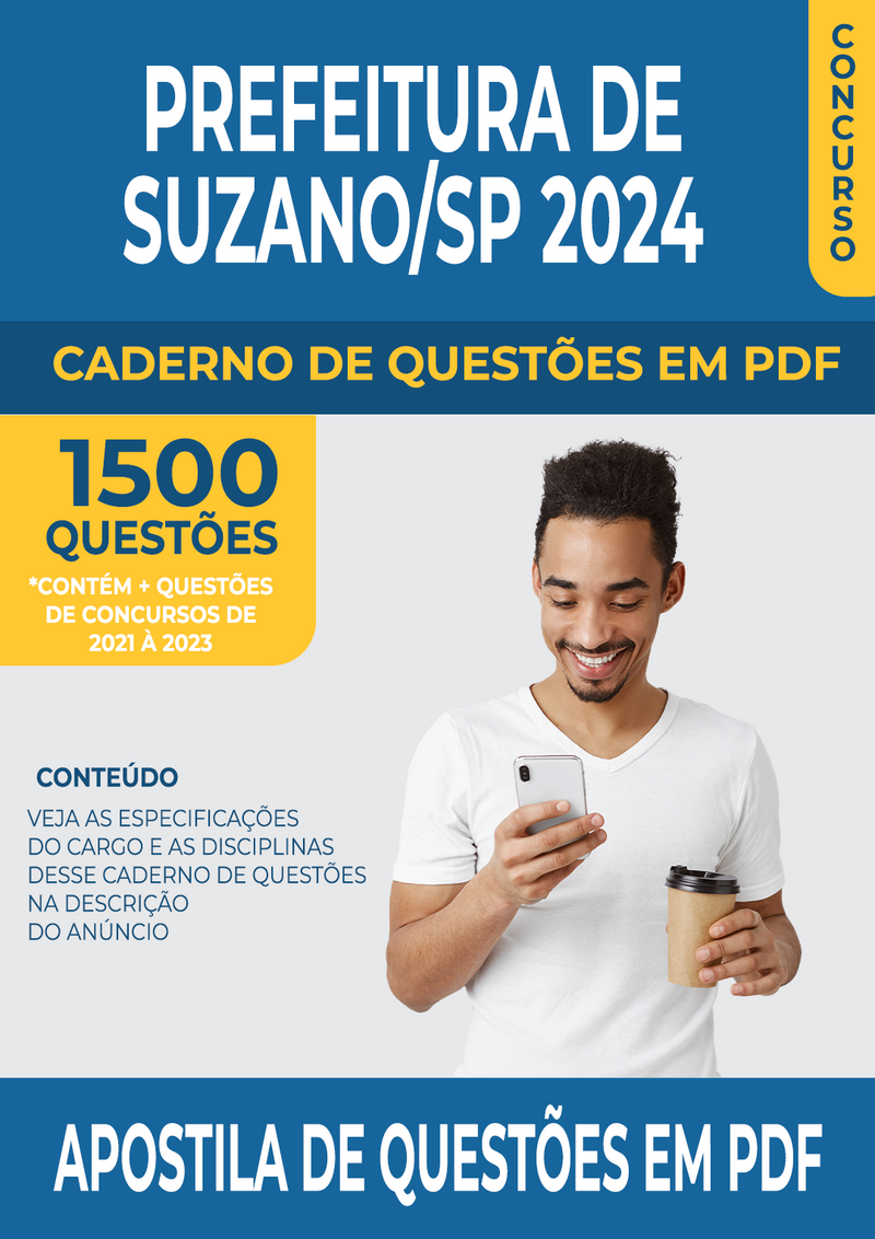 Apostila de Questões para Concurso da Prefeitura de Suzano/SP 2024 para Diversos Cargos - Mais de 1.500 Questões Gabaritadas | loja123shop