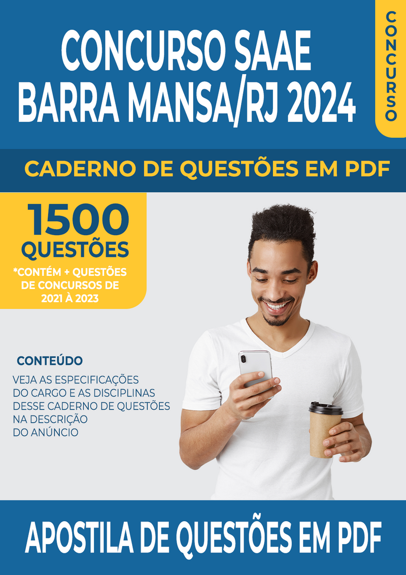 Apostila de Questões para Concurso da SAAE Barra Mansa/RJ 2024 para Diversos Cargos - Mais de 1.500 Questões Gabaritadas | loja123shop