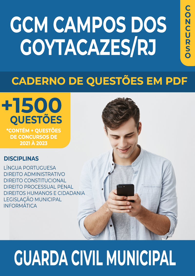 Apostila de Questões para Concurso do GCM Campos dos Goytacazes/RJ para Guarda Civil Municipal - Mais de 1.500 Questões Gabaritadas | loja123shop