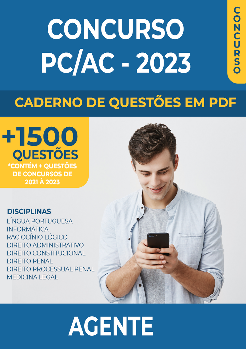 Apostila de Questões para o Concurso do PC-AC 2023 para Agente de Polícia - Mais de 1.500 Questões Gabaritadas | loja123shop