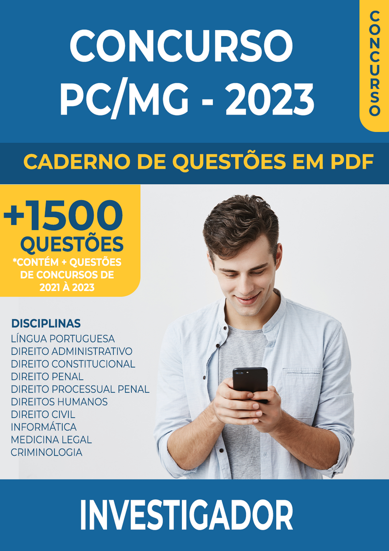 Apostila de Questões para o Concurso do PC-MG 2023 para Investigador - Mais de 1.500 Questões Gabaritadas | loja123shop