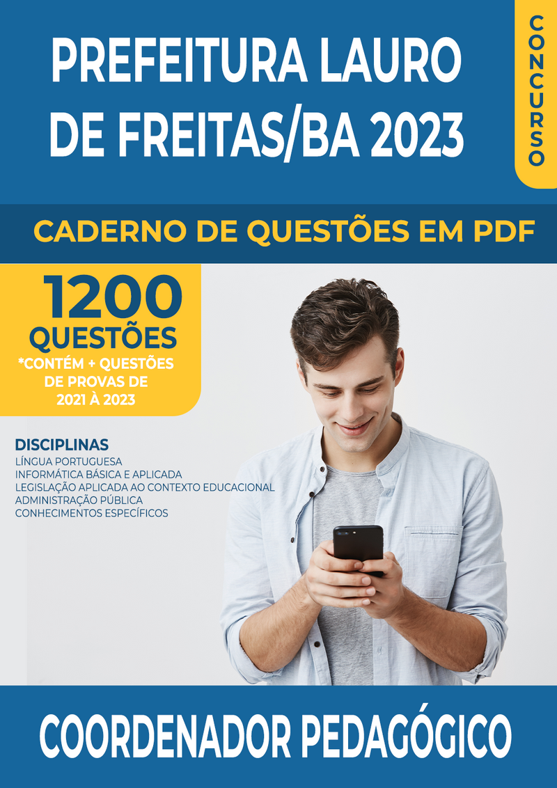 Apostila de Questões para o Concurso da Prefeitura de Lauro de Freitas/BA 2023 para Coordenador Pedagógico - Mais de 1.200 Questões Gabaritadas | loja123shop