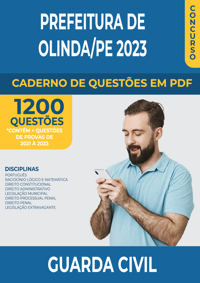 Apostila de Questões para o Concurso da Prefeitura de Olinda/PE 2023 para Guarda Civil - Mais de 1.200 Questões Gabaritadas | loja123shop