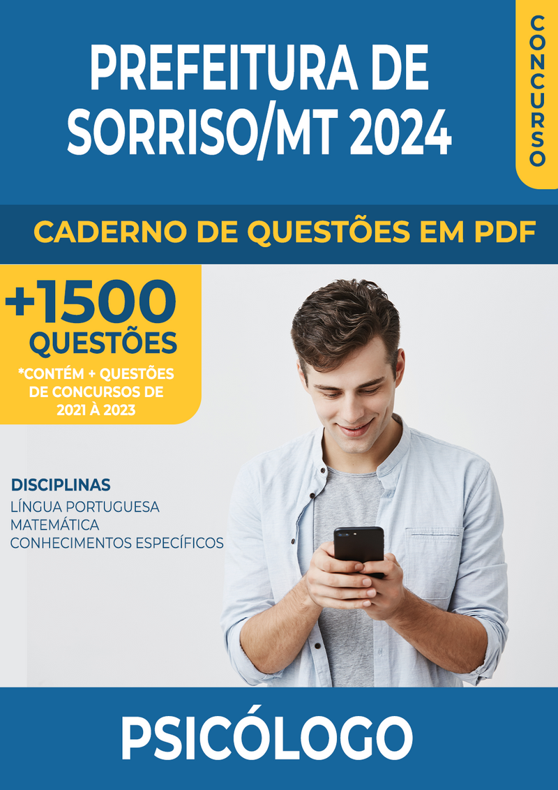 Apostila de Questões para Concurso da Prefeitura de Sorriso/MT 2024 - Psicólogo - Mais de 1.500 Questões Gabaritadas | loja123shop