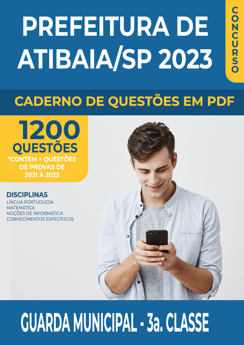 Apostila de Questões para o Concurso da Prefeitura de Atibaia/SP 2023 para Guarda Municipal - Mais de 1.200 Questões Gabaritadas | loja123shop