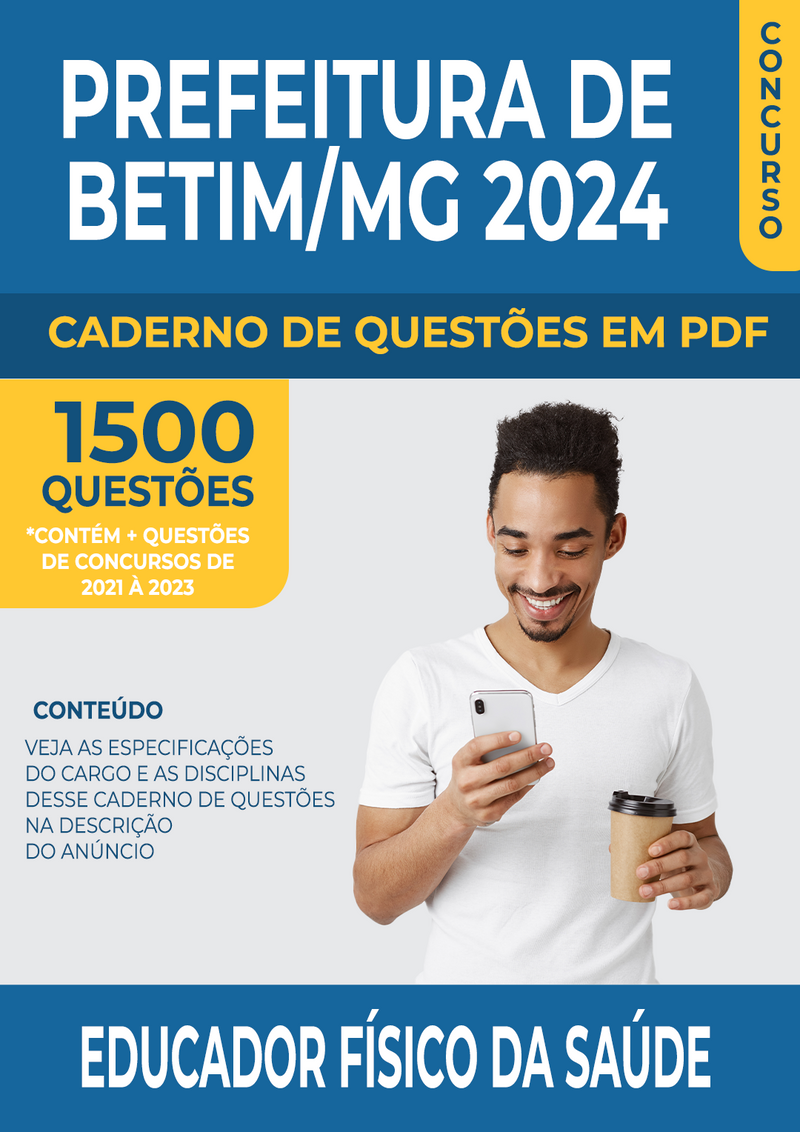 Apostila de Questões para Concurso da Prefeitura de Betim/MG 2024 para Educador Físico da Saúde - Mais de 1.500 Questões Gabaritadas | loja123shop