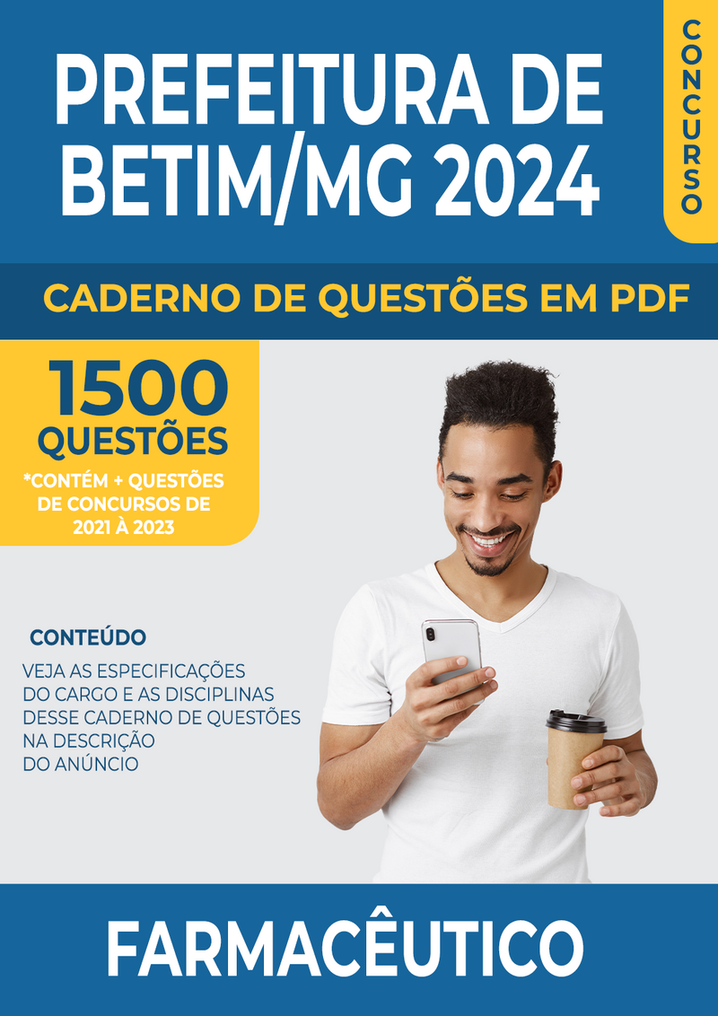 Apostila de Questões para Concurso da Prefeitura de Betim/MG 2024 para Farmacêutico - Mais de 1.500 Questões Gabaritadas | loja123shop