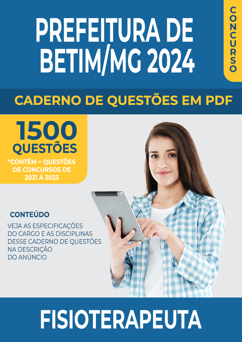 Apostila de Questões para Concurso da Prefeitura de Betim/MG 2024 para Fisioterapeuta - Mais de 1.500 Questões Gabaritadas | loja123shop