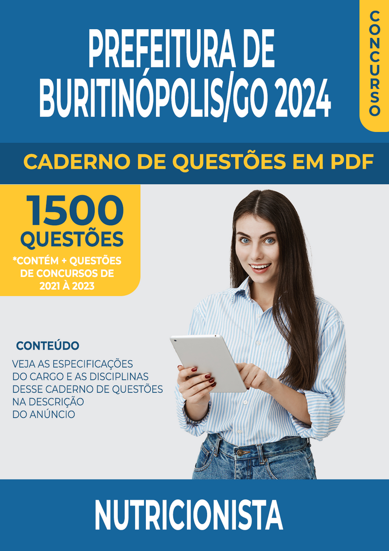 Apostila de Questões para Concurso da Prefeitura de Buritinópolis/GO 2024 para Nutricionista - Mais de 1.500 Questões Gabaritadas | loja123shop