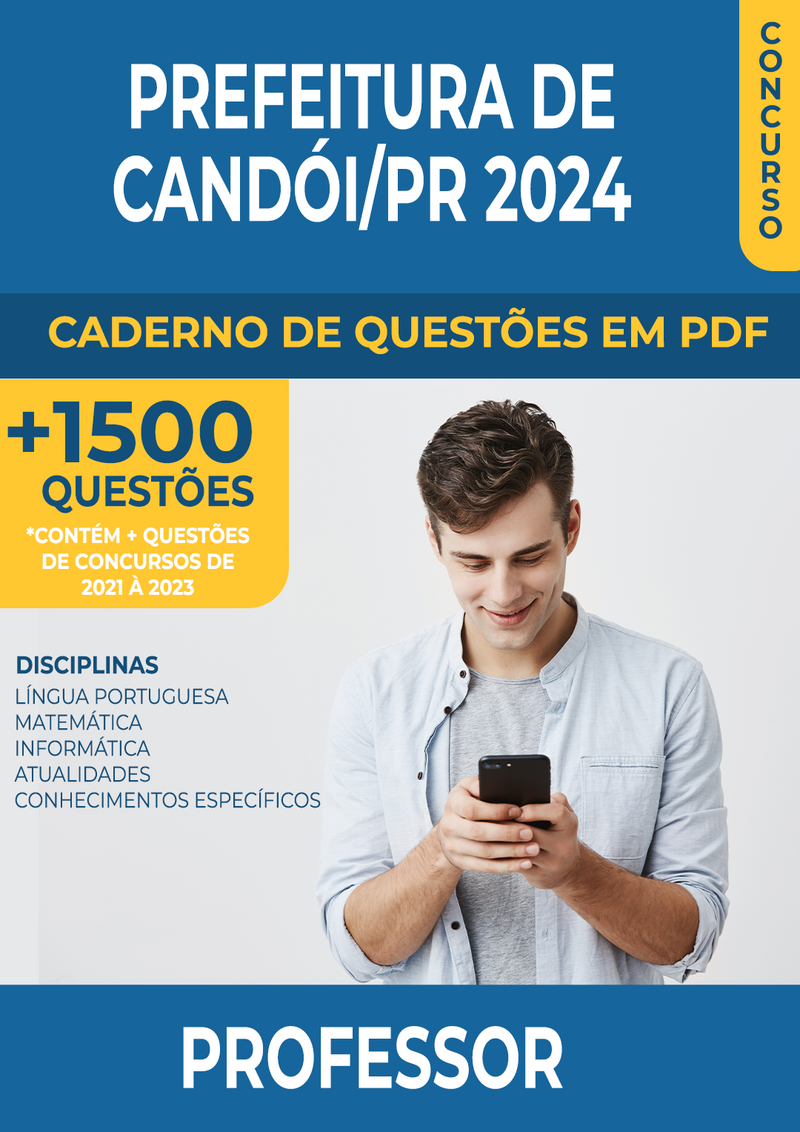 Apostila de Questões para Concurso da Prefeitura de Candói/PR 2024 - Professor - Mais de 1.500 Questões Gabaritadas | loja123shop