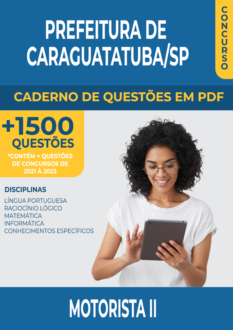 Apostila de Questões para o Concurso da Prefeitura de Caraguatatuba/SP 2024 para Motorista II - Mais de 1.500 Questões Gabaritadas | loja123shop