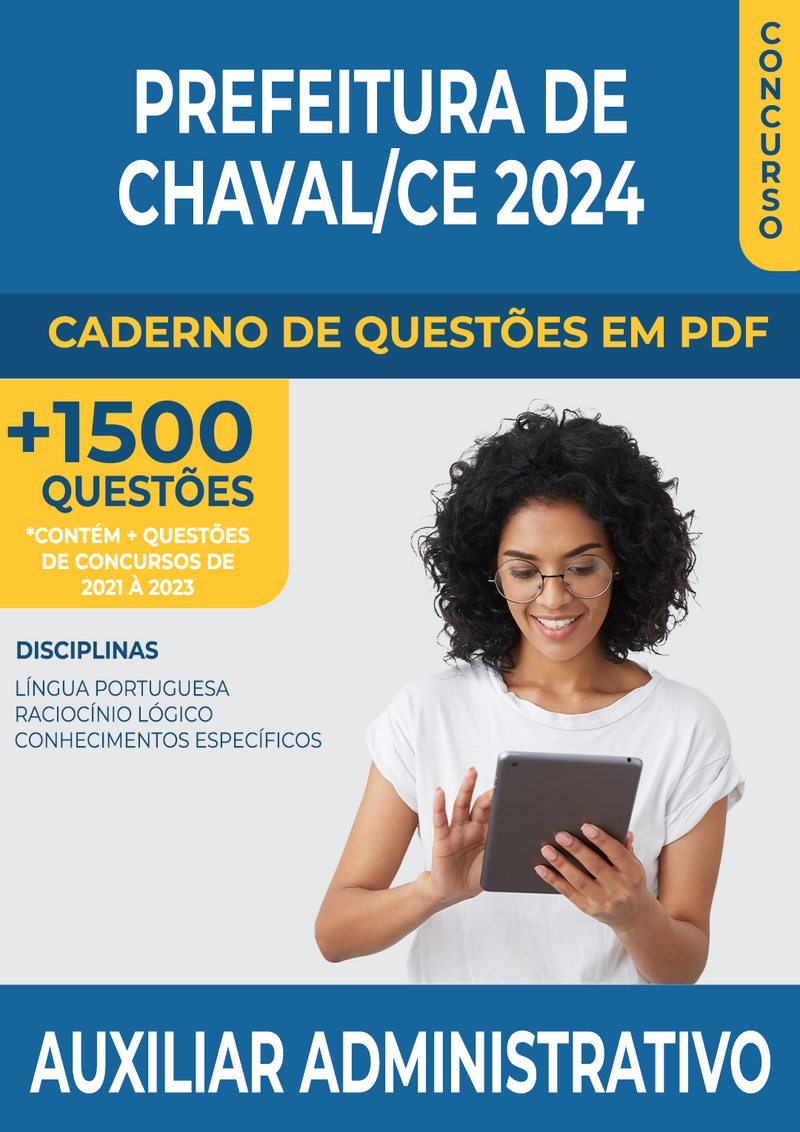 Apostila de Questões para o Concurso da Prefeitura de Chaval/CE 2024 para Auxiliar Administrativo - Mais de 1.500 Questões Gabaritadas | loja123shop