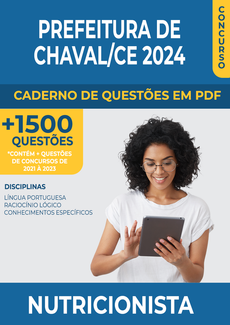 Apostila de Questões para o Concurso da Prefeitura de Chaval/CE 2024 para Nutricionista - Mais de 1.500 Questões Gabaritadas | loja123shop