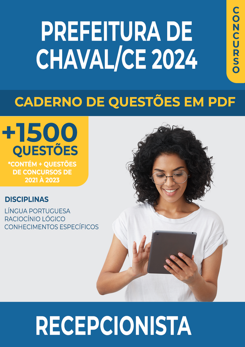 Apostila de Questões para o Concurso da Prefeitura de Chaval/CE 2024 para Recepcionista - Mais de 1.500 Questões Gabaritadas | loja123shop