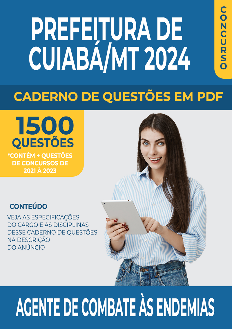 Apostila de Questões para Concurso da Prefeitura de Cuiabá/MT 2024 para Agente de Combate às Endemias - Mais de 1.500 Questões Gabaritadas | loja123shop