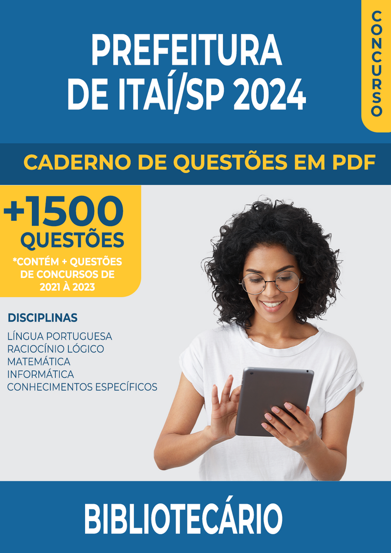 Apostila de Questões para o Concurso da Prefeitura de Itaí/SP 2024 para Bibliotecário - Mais de 1.500 Questões Gabaritadas | loja123shop