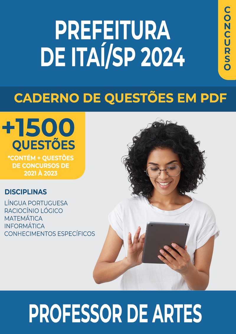 Apostila de Questões para o Concurso da Prefeitura de Itaí/SP 2024 para Professor de Artes - Mais de 1.500 Questões Gabaritadas | loja123shop