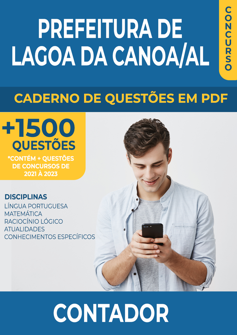 Apostila de Questões para Concurso da Prefeitura de Lagoa da Canoa/AL 2024 - Contador - Mais de 1.500 Questões Gabaritadas | loja123shop