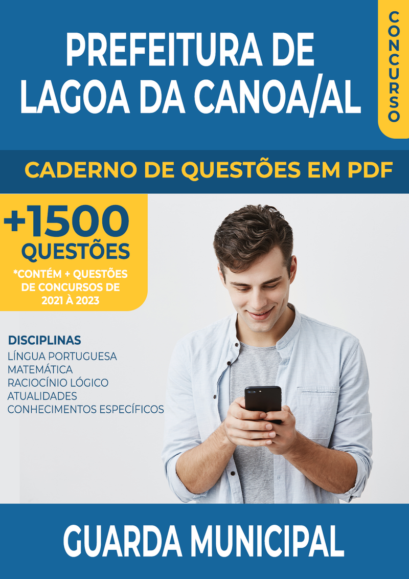 Apostila de Questões para Concurso da Prefeitura de Lagoa da Canoa/AL 2024 - Guarda Municipal - Mais de 1.500 Questões Gabaritadas | loja123shop