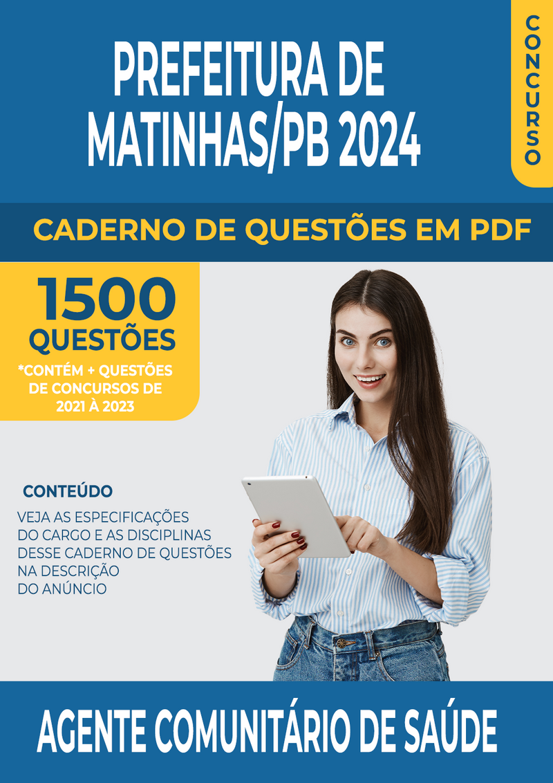 Apostila de Questões para Concurso da Prefeitura de Matinhas/PB 2024 para Agente Comunitário de Saúde - Mais de 1.500 Questões Gabaritadas | loja123shop