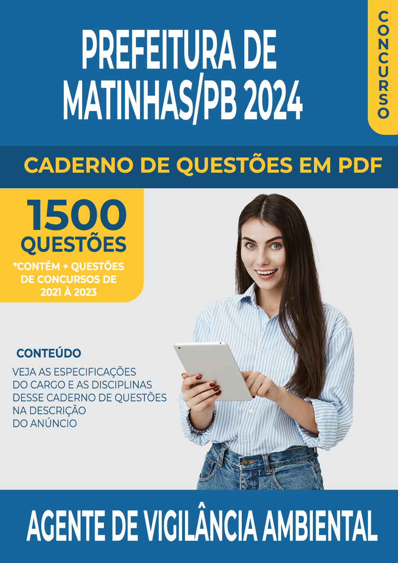 Apostila de Questões para Concurso da Prefeitura de Matinhas/PB 2024 para Agente de Vigilância Ambiental - Mais de 1.500 Questões Gabaritadas | loja123shop