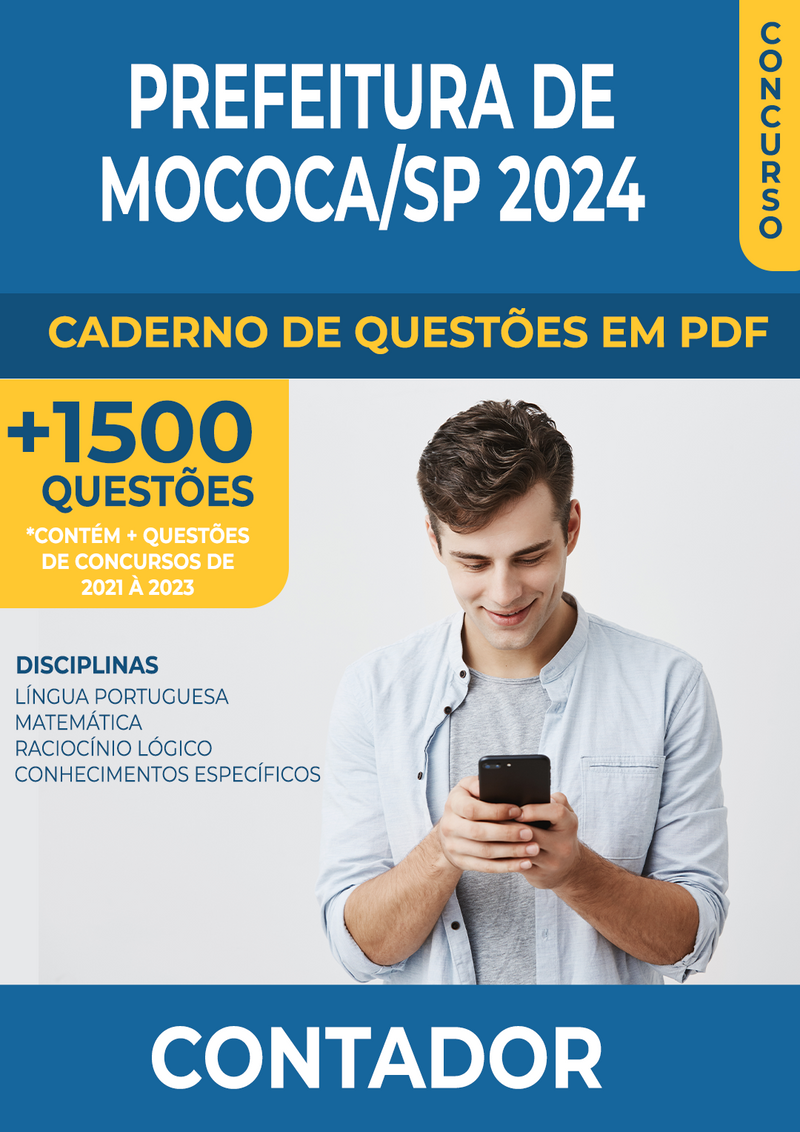 Apostila de Questões para Concurso da Prefeitura de Mococa/SP 2024 - Contador - Mais de 1.500 Questões Gabaritadas | loja123shop