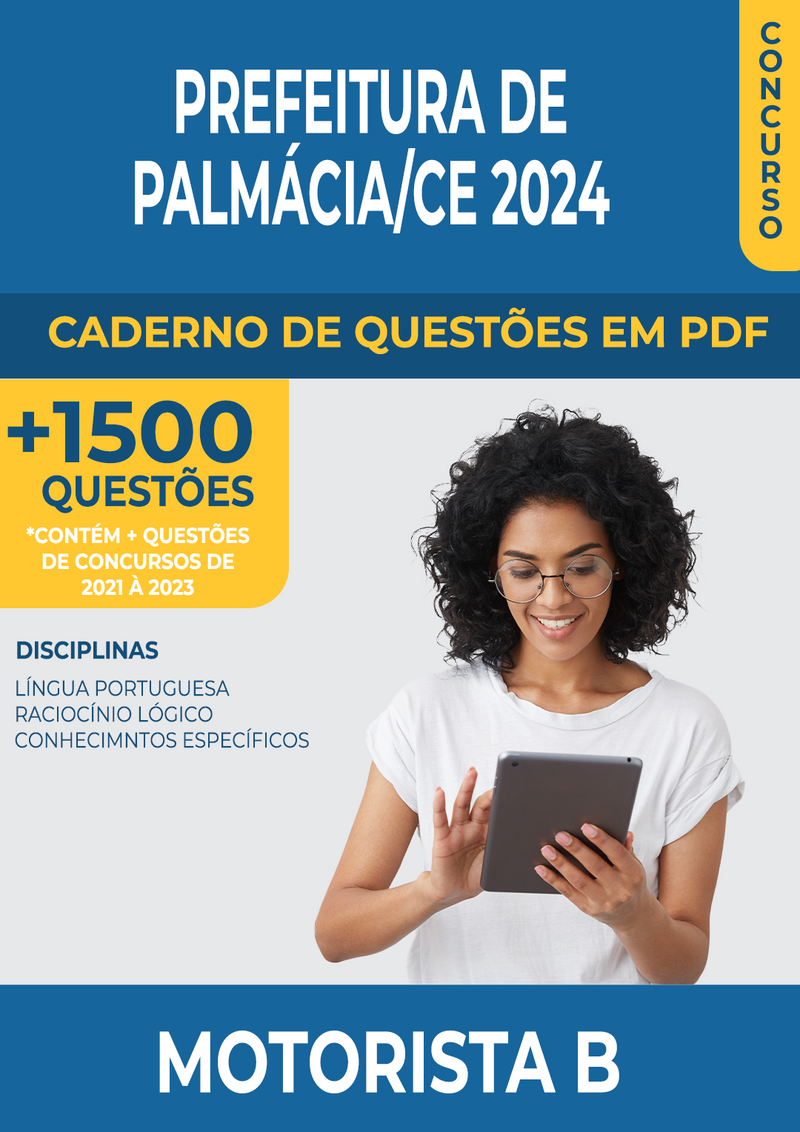 Apostila de Questões para o Concurso da Prefeitura de Palmácia/CE 2024 para Motorista B - Mais de 1.500 Questões Gabaritadas | loja123shop