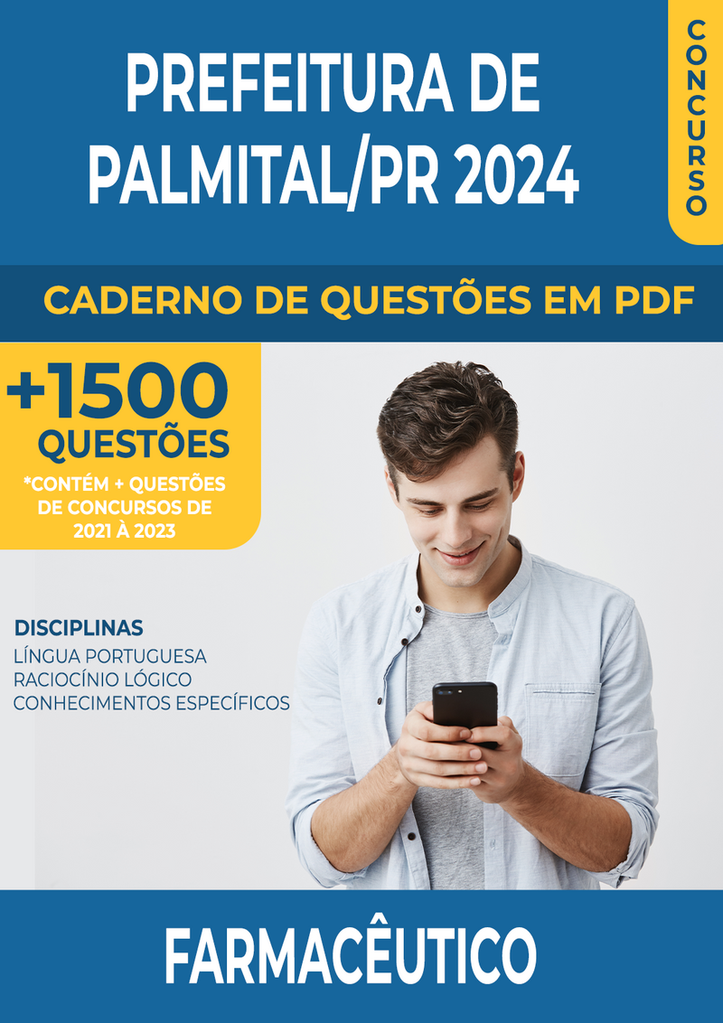 Apostila de Questões para Concurso da Prefeitura de Palmital/PR 2024 - Farmacêutico - Mais de 1.500 Questões Gabaritadas | loja123shop