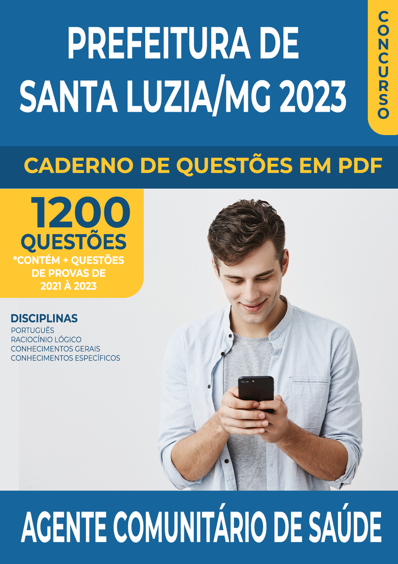 Apostila de Questões para o Concurso da Prefeitura de Santa Luzia/MG 2023 para Agente Comunitário de Saúde - Mais de 1.200 Questões Gabaritadas | loja123shop