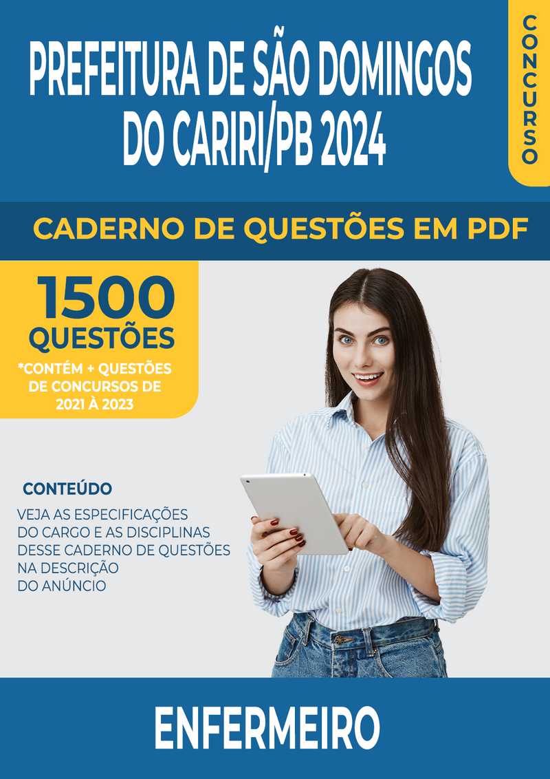 Apostila de Questões para Concurso da Prefeitura de São Domingos do Cariri/PB 2024 para Enfermeiro - Mais de 1.500 Questões Gabaritadas | loja123shop