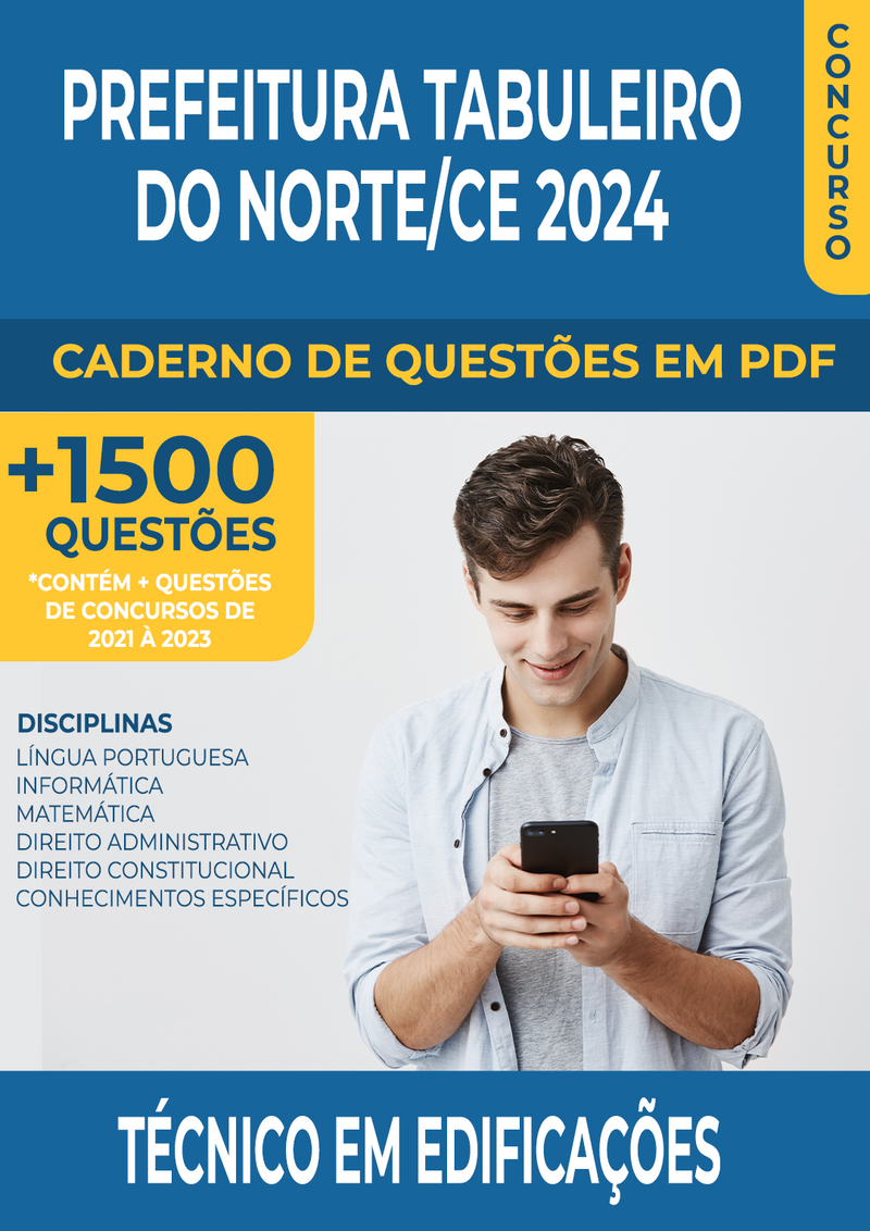 Apostila de Questões para Concurso da Prefeitura de Tabuleiro do Norte/CE 2024 - Técnico em Edificações - Mais de 1.500 Questões Gabaritadas | loja123shop