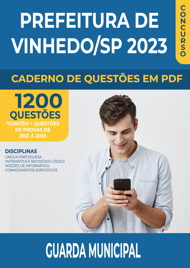 Apostila de Questões para o Concurso da Prefeitura de Vinhedo/SP 2023 para Guarda Municipal - Mais de 1.200 Questões Gabaritadas | loja123shop