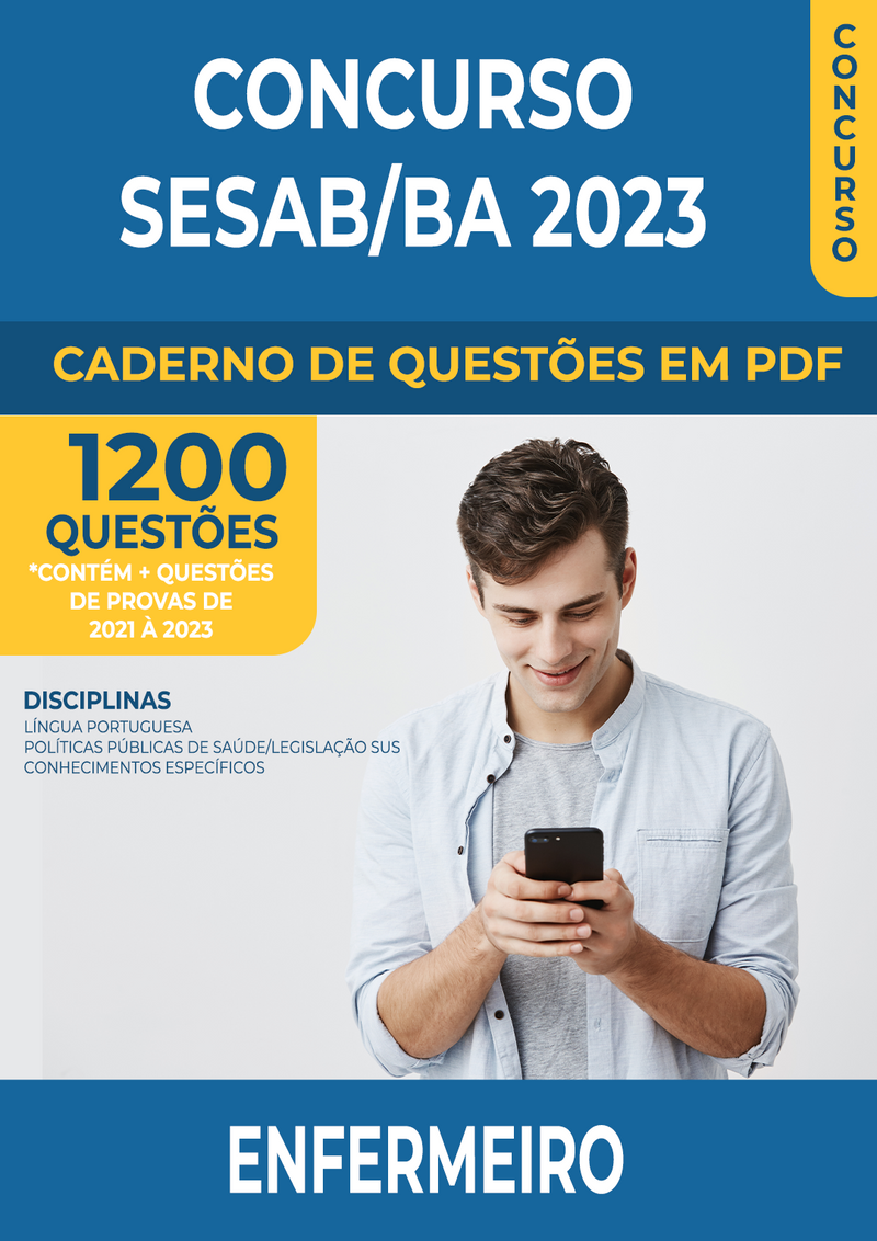 Apostila de Questões para o Concurso da SESAB/BA 2023 para Enfermeiro - Mais de 1.200 Questões Gabaritadas | loja123shop