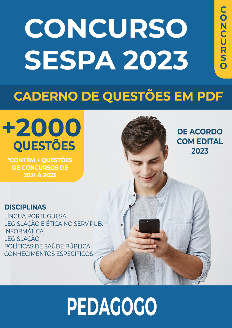 Apostila de Questões para o Concurso da SESPA 2023 para Pedagogo - Mais de 2.000 Questões | loja123shop