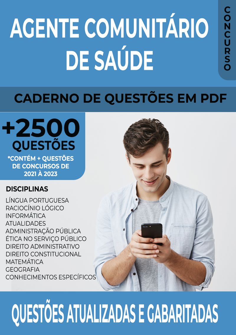 Apostila de Questões para Concursos de Agente Comunitário de Saúde - Mais de 2.500 Questões Gabaritadas | loja123shop