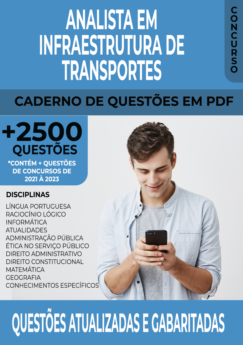 Apostila de Questões para Concursos de Analista em Infraestrutura de Transportes - Mais de 2.500 Questões Gabaritadas | loja123shop