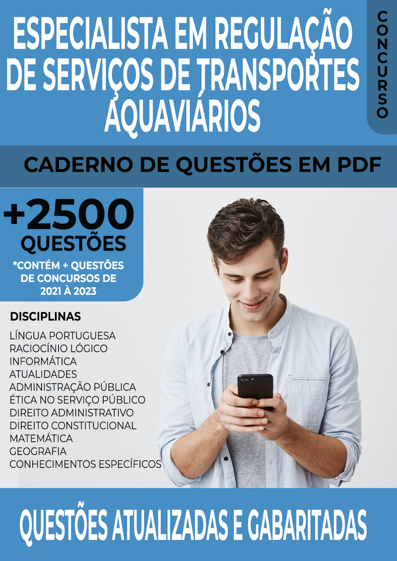 Apostila de Questões para Concursos de Especialista em Regulação de Serviços de Transportes Aquaviários - Mais de 2.500 Questões Gabaritadas | loja123shop