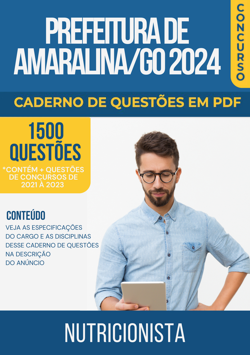 Apostila de Questões para Concurso da Prefeitura de Amaralina/GO 2024 para Nutricionista - Mais de 1.500 Questões Gabaritadas | loja123shop