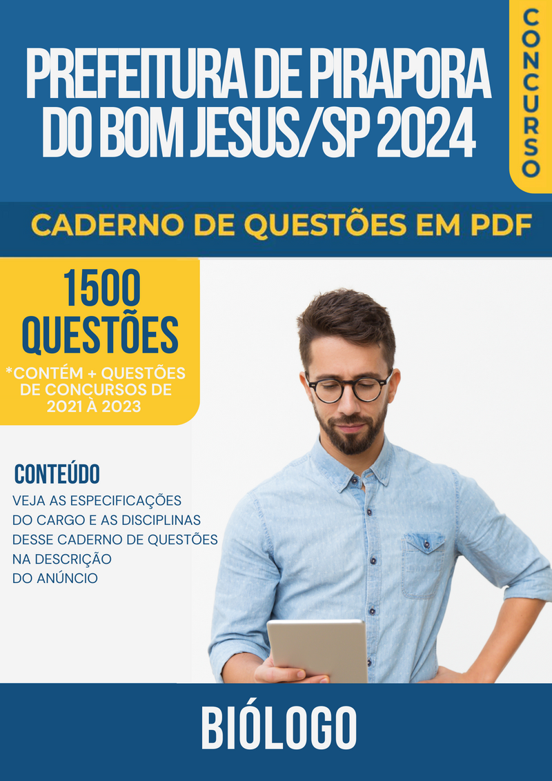 Apostila de Questões para Concurso da Prefeitura de Pirapora do Bom Jesus/SP 2024 para Biólogo - Mais de 1.500 Questões Gabaritadas | loja123shop