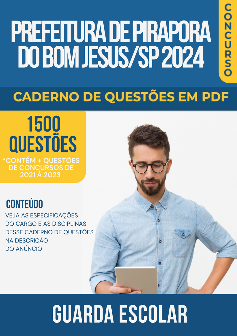 Apostila de Questões para Concurso da Prefeitura de Pirapora do Bom Jesus/SP 2024 para Guarda Escolar - Mais de 1.500 Questões Gabaritadas | loja123shop