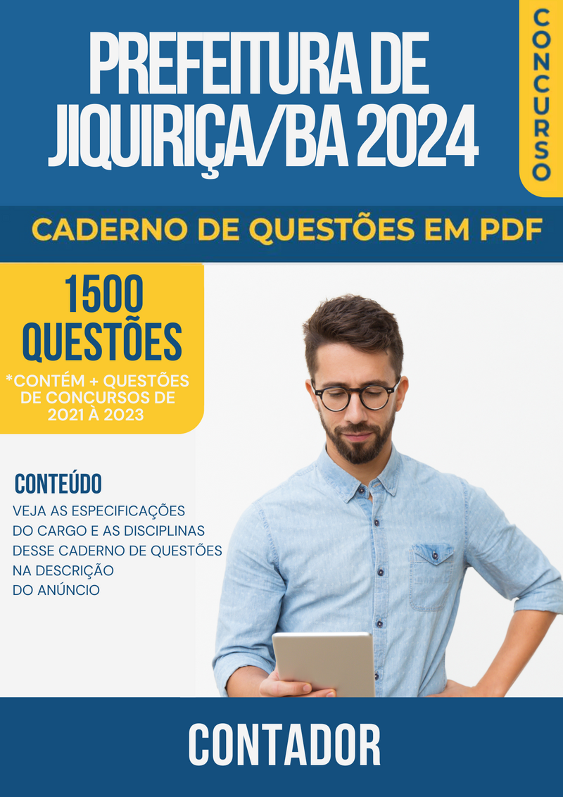 Apostila de Questões para Concurso da Prefeitura de Jiquiriça/BA 2024 para Contador - Mais de 1.500 Questões Gabaritadas | loja123shop