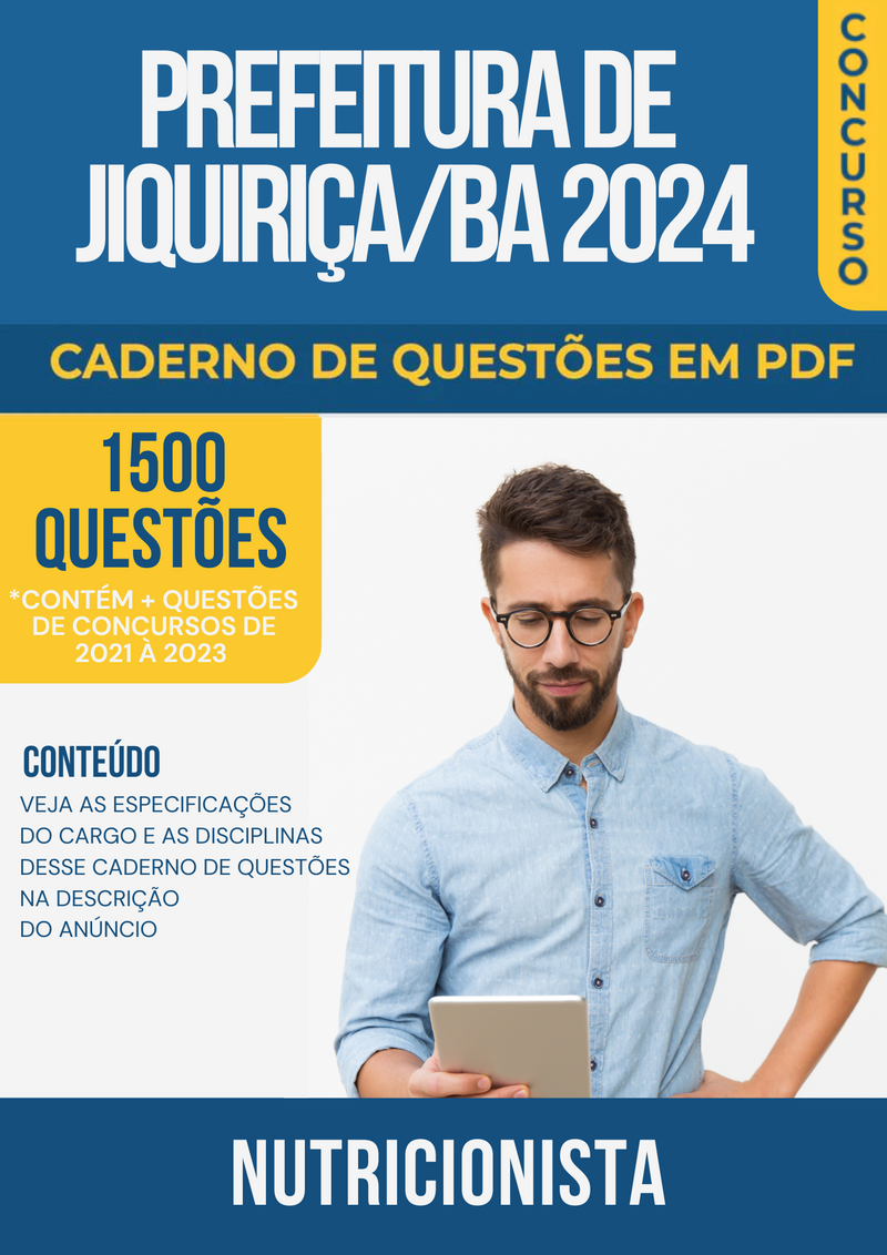 Apostila de Questões para Concurso da Prefeitura de Jiquiriça/BA 2024 para Nutricionista - Mais de 1.500 Questões Gabaritadas | loja123shop