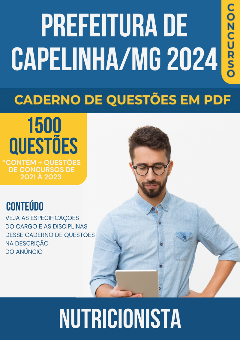 Apostila de Questões para Concurso da prefeitura de Capelinha/MG 2024 para Nutricionista - Mais de 1.500 Questões Gabaritadas | loja123shop