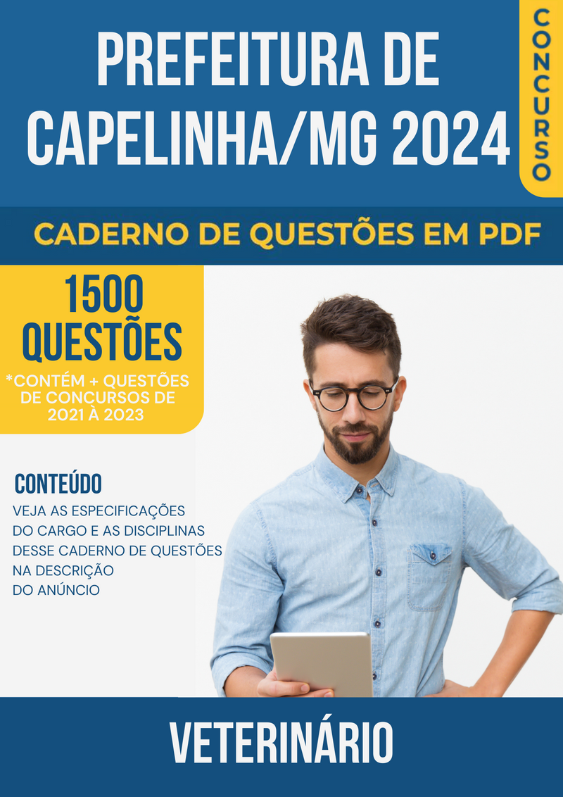 Apostila de Questões para Concurso da prefeitura de Capelinha/MG 2024 para Veterinário - Mais de 1.500 Questões Gabaritadas | loja123shop